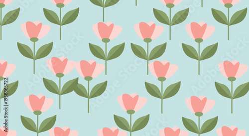 Pink Tulips in Blooming Pattern Design.
