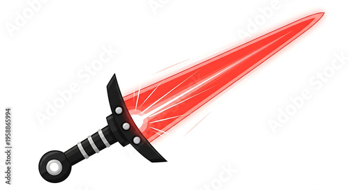 A vector graphic illustration of a dagger with a glowing red blade and black handle