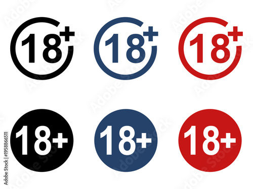Plus 18 Years Movie Icon Simple Vector | Age Restriction 18+ Symbol Stock Illustration