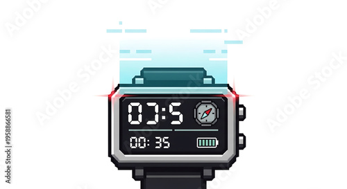 A futuristic smartwatch with a digital display and sleek design