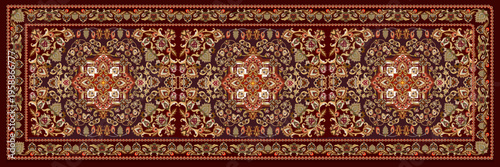 Luxury Persian Carpet Pattern Red Floral Ornamental Rug Background