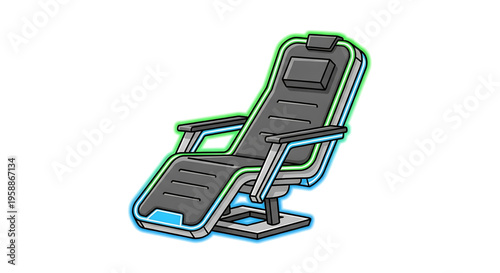 A sleek, modern recliner chair with a neon outline, perfect for relaxation and comfort in a contemporary setting.