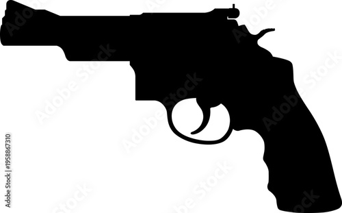 Monochrome revolver silhouette vector icon simple design