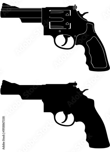 Monochrome revolver silhouette vector icon simple design