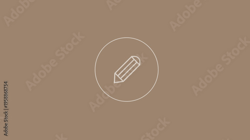A simple pencil icon inside a circle, set against a muted brown background