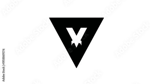 A simple, black geometric logo with a white, stylized 'V' shape inside a black inverted triangle