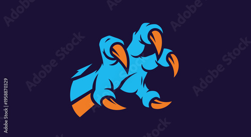 Blue cartoon dinosaur claw closeup.