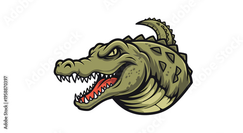 Crocodile Head with Open Mouth.