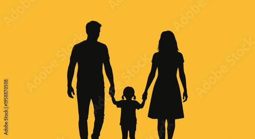 Family Silhouette Holding Hands Together.