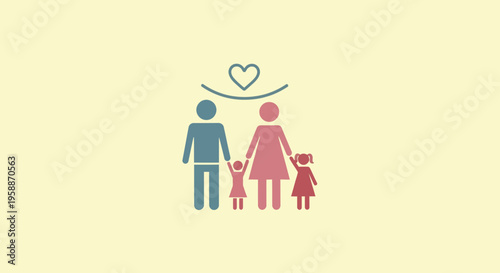 Family with children standing together happily 1.