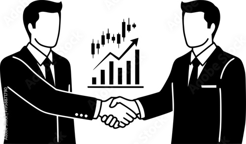 Investment banker men shaking hands over financial deal vector icon

