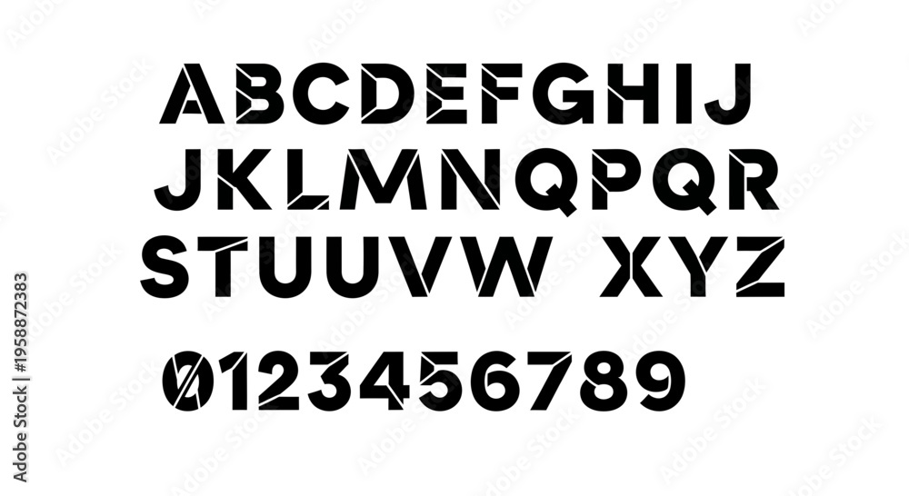 Fototapeta premium Alphabet and numbers typography set.