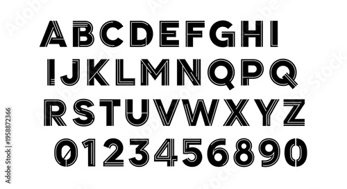 Black uppercase alphabet and numbers.