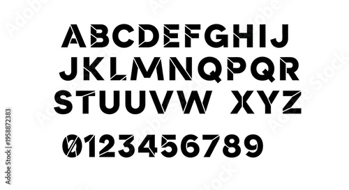 Alphabet and numbers typography set.