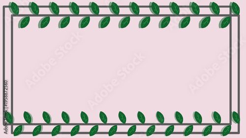 葉っぱで囲んだナチュラルなフレーム背景素材 - Leaf Frame Background