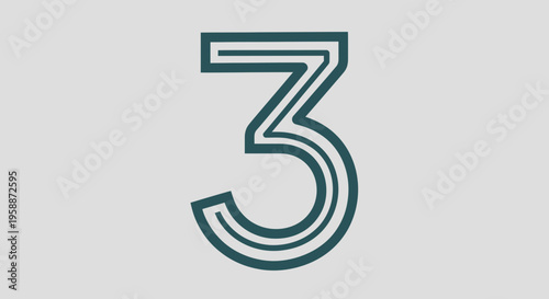 Large Teal Number Three Symbol.