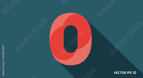 Large Red Zero Number Symbol.