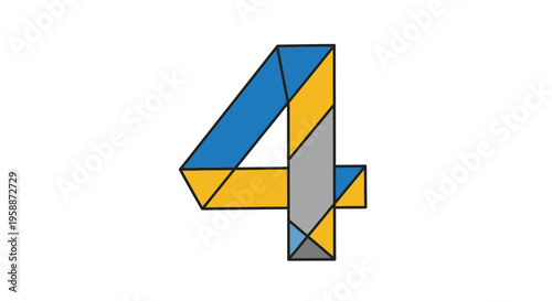 Number Four Colorful Geometric Design Element.