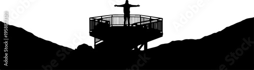 Silhouette, observation tower, scenic viewpoint, landscape icon