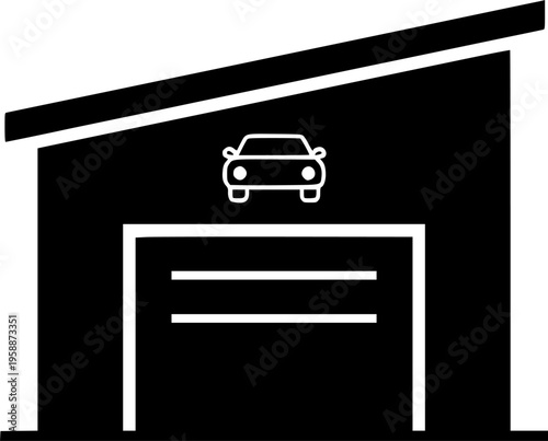 car garage glyph flat vector icon
