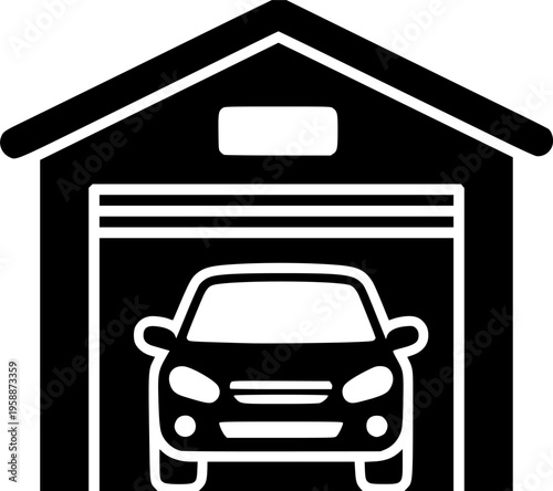 car garage glyph flat vector icon
