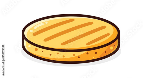 A vector graphic illustration of a toasted bun with grill marks