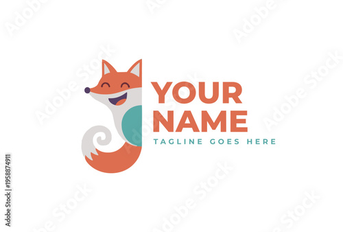 Fox cute character logo concept for identity of business and brand.