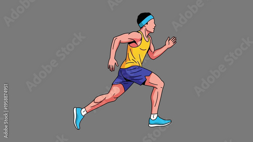 A dynamic illustration of a determined athlete in full stride, capturing the essence of human endurance and athletic pursuit