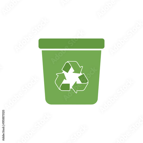 semi-flat icon of recycling bin with arrows symbol