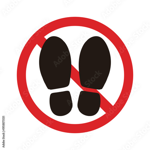 土足厳禁 ピクトグラム 禁止マーク ベクター素材 [足跡/靴跡]