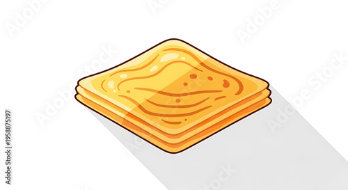 A stack of crackers on a white background with a shadow