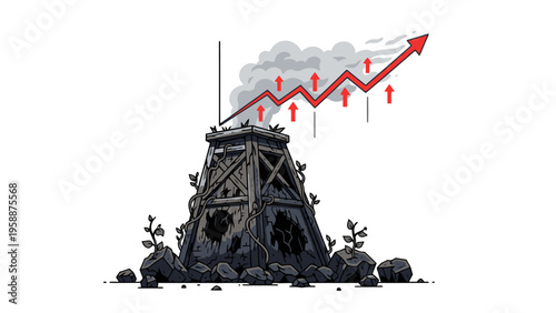 Industrial pollution rising graph.