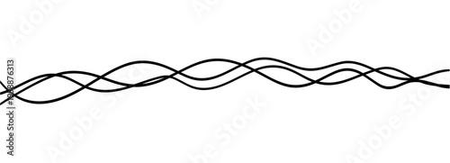 Set of parallel wavy lines like soft cables. Thick flowing stripes create horizontal wave rhythm for abstract headers, sound or water themed layouts and minimalist patterns isolated in white