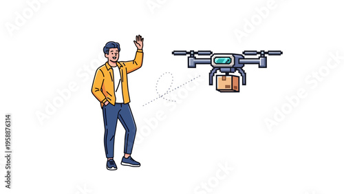 Man Operating a Drone.