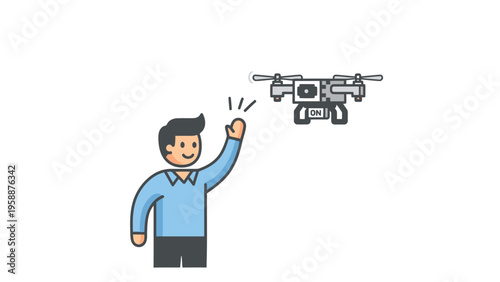 Man Operating a Drone.