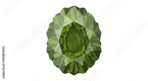 A vibrant green gemstone vector illustration with a faceted cut and a modern design