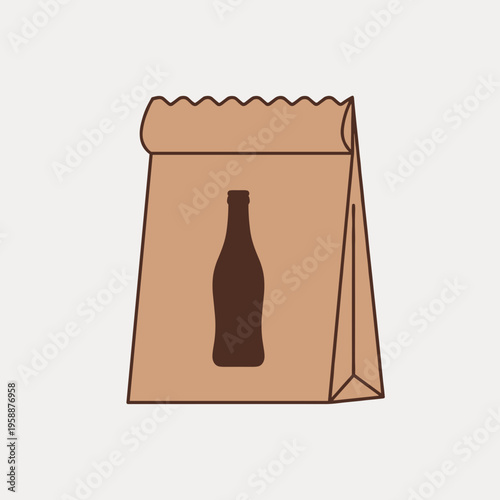 Brown paper bag with beer bottle.