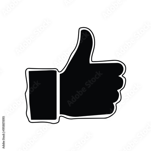 Black thumbs up icon with white outline