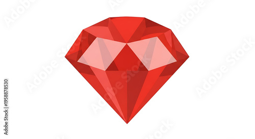 A vibrant red diamond icon with a faceted cut on a white background