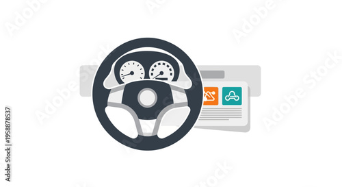 Car Steering Wheel Dashboard.