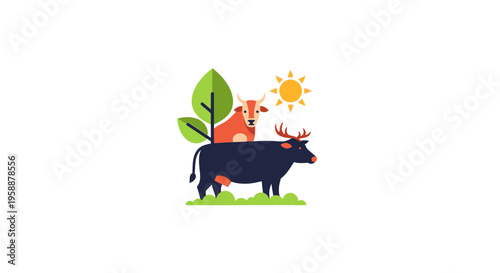Cartoon Cow with Antlers.