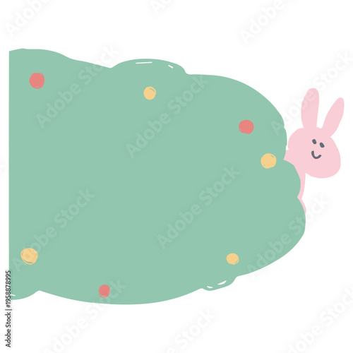 森のシンプルかわいいデザイン 幼稚園・保育園向け固定バナー素材 うさぎと植物の横長ボタン Web用