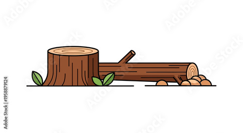 Cut Tree Trunk Logs.