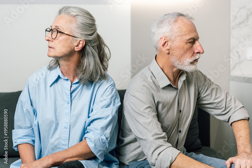 Upset elderly couple experiencing a relationship problems