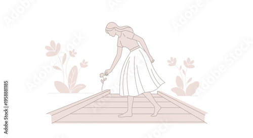 A Gentle Hand Reaching For A Budding Bloom On A Tranquil Pathway