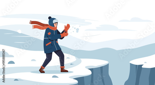 A Person Enjoys Throwing Snowballs In A Winter Landscape