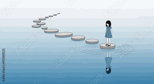 A Solitary Journey Across Tranquil Waters To An Unknown Future