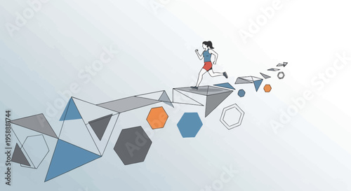 Abstract Geometric Path Forward For Active Woman