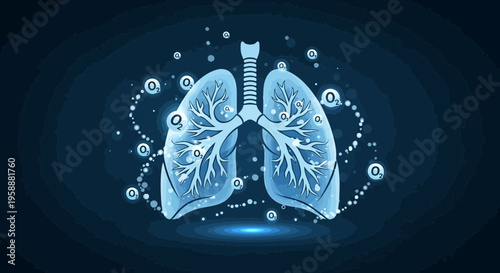 Abstract Representation Of Healthy Lungs Circulating Oxygen Molecules