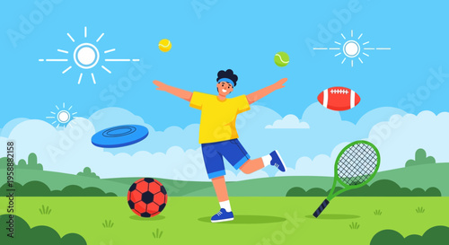 Active Kid Juggling Sports Equipment Outdoor Fun Summer Joyful Activity